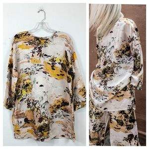 Le Fou Wilfred Robinette Print Luxe Twill Oversized Tunic Top Aritzia Size XL